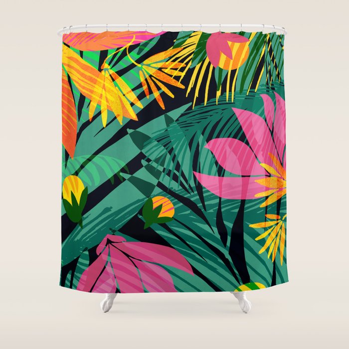 Wild Tropics Colorful Abstract Pattern Shower Curtain Gallery Image 1
