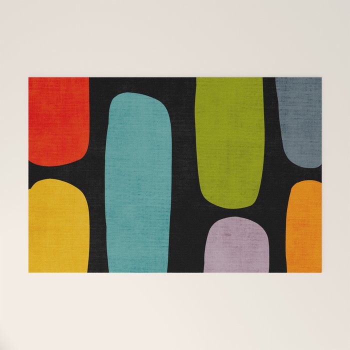 Black & Colorful Shapes Modern II Welcome Mat Gallery Image 1
