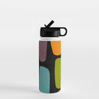 Black & Colorful Shapes Modern II Water Bottle Gallery Image 1