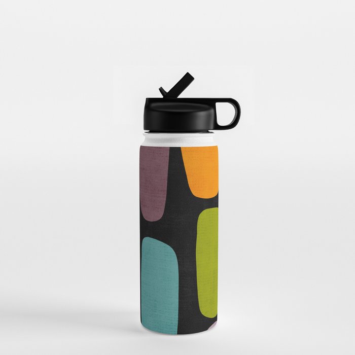 Black & Colorful Shapes Modern II Water Bottle Gallery Image 1