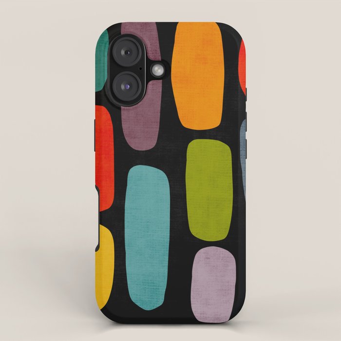 Black & Colorful Shapes Modern II iPhone Case Gallery Image 1