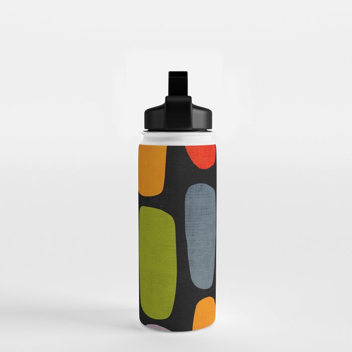 Black & Colorful Shapes Modern II Water Bottle Gallery Image 2