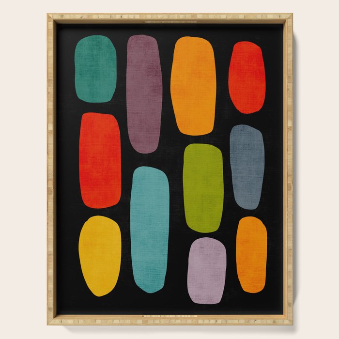 Black & Colorful Shapes Modern II Serving Tray Gallery Image 1