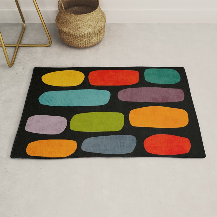 Black & Colorful Shapes Modern II Rug Gallery Image 1