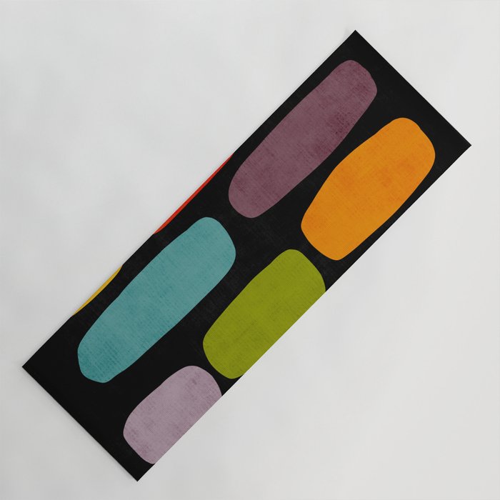 Black & Colorful Shapes Modern II Yoga Mat Gallery Image 1