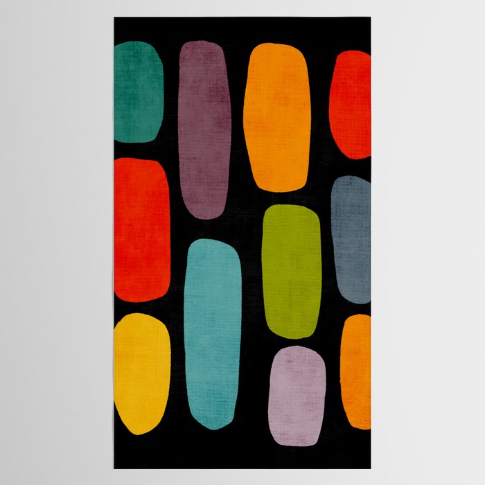 Black & Colorful Shapes Modern II Tablecloth Gallery Image 2
