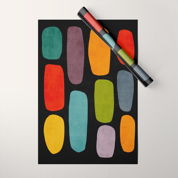 Black & Colorful Shapes Modern II Wrapping Paper Gallery Image 1