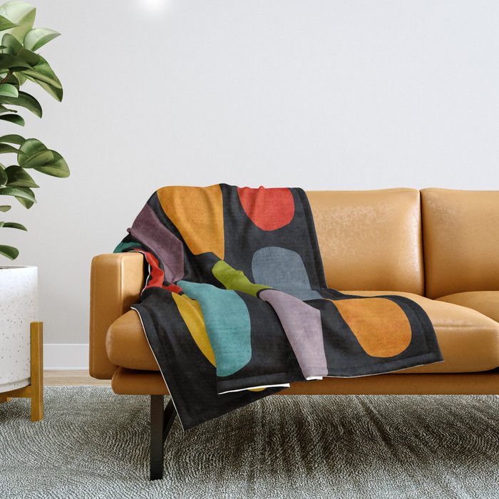 Black & Colorful Shapes Modern II Throw Blanket Gallery Image 1