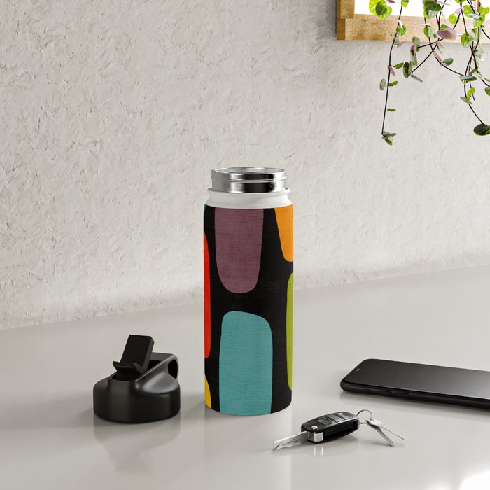 Black & Colorful Shapes Modern II Water Bottle Gallery Image 4