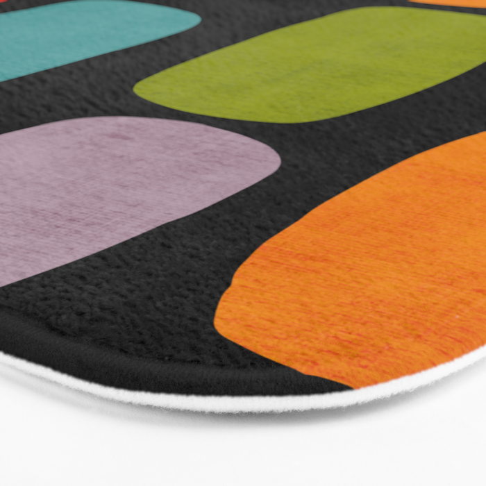 Black & Colorful Shapes Modern II Bath Mat Gallery Image 3
