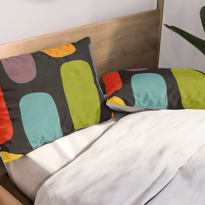 Black & Colorful Shapes Modern II Pillow Sham Gallery Image 2