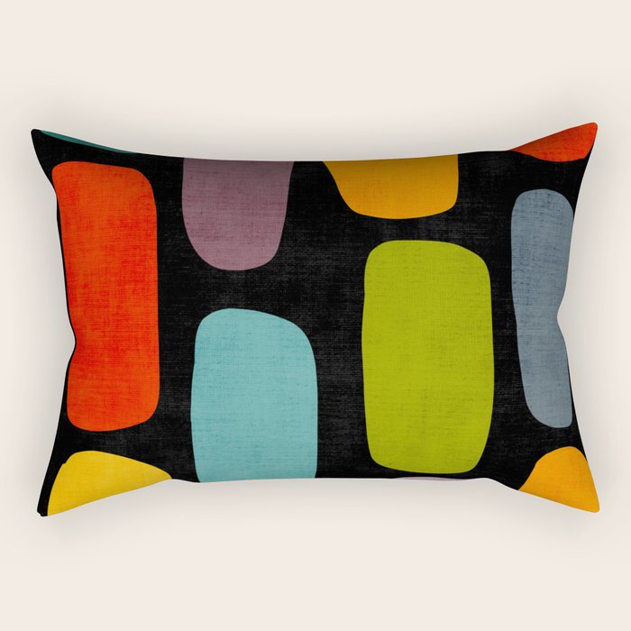 Black & Colorful Shapes Modern II Rectangular Pillow Gallery Image 1