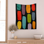 Black & Colorful Shapes Modern II Wall Tapestry Gallery Image 2