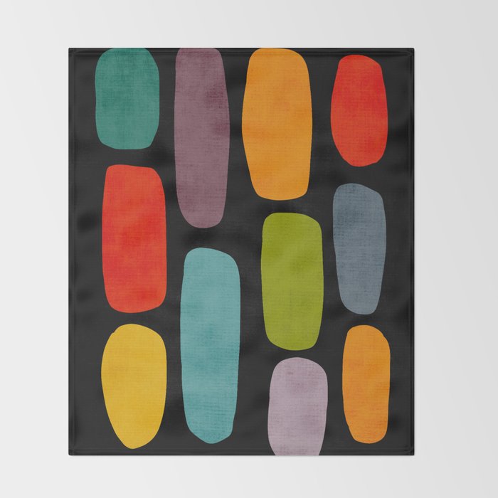 Black & Colorful Shapes Modern II Throw Blanket Gallery Image 2