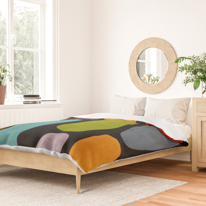 Black & Colorful Shapes Modern II Duvet Cover Gallery Image 2