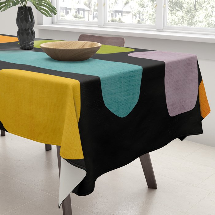 Black & Colorful Shapes Modern II Tablecloth Gallery Image 3