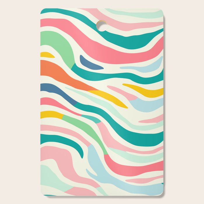 Colorful abstract line stripe art pattern Cutting Board Gallery Image 1