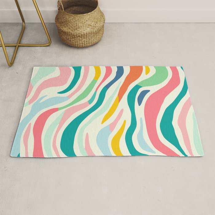 Colorful abstract line stripe art pattern Rug Gallery Image 1
