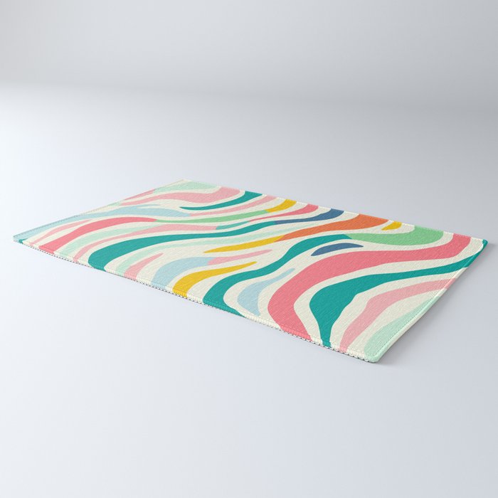 Colorful abstract line stripe art pattern Rug Gallery Image 3