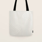Minimal Line Curvature XI Natural Off White Mid Century Modern Arch Abstract Tote Bag Gallery Image 1
