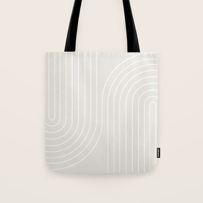 Minimal Line Curvature XI Natural Off White Mid Century Modern Arch Abstract Tote Bag Gallery Image 1
