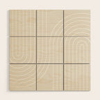 Minimal Line Curvature XI Natural Off White Mid Century Modern Arch Abstract Wood Wall Art Gallery Image 1