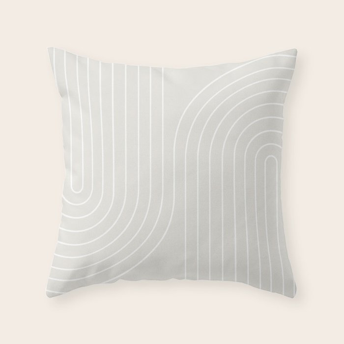 Minimal Line Curvature XI Natural Off White Mid Century Modern Arch Abstract Throw Pillow Gallery Image 6