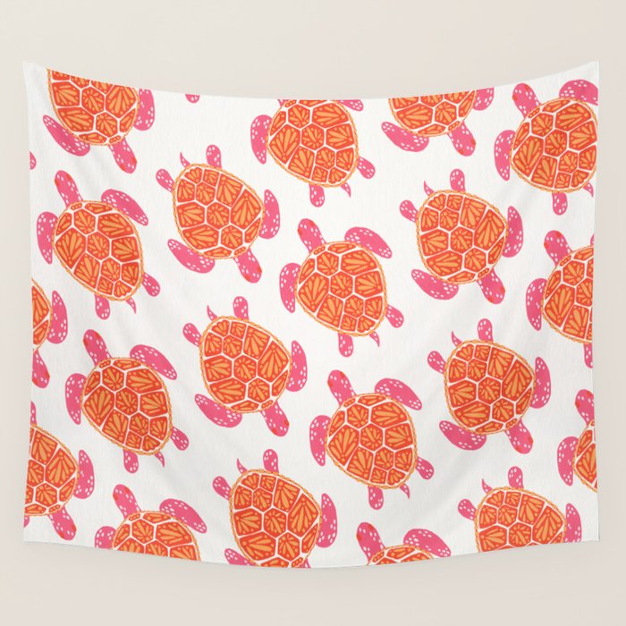 Sea Turtle - Melon Palette Wall Tapestry Gallery Image 4