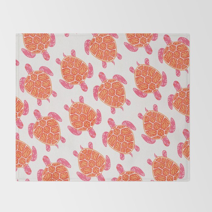 Sea Turtle - Melon Palette Throw Blanket Gallery Image 2