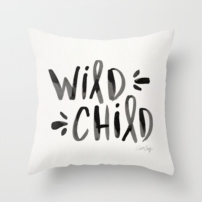 Wild Child - Black Throw Pillow Gallery Image 6