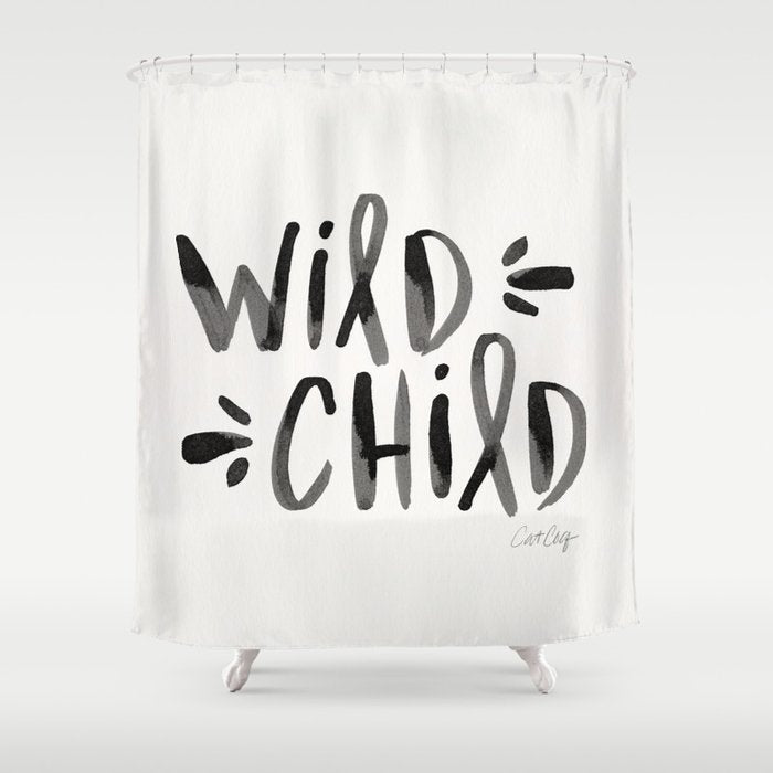 Wild Child - Black Shower Curtain Gallery Image 1