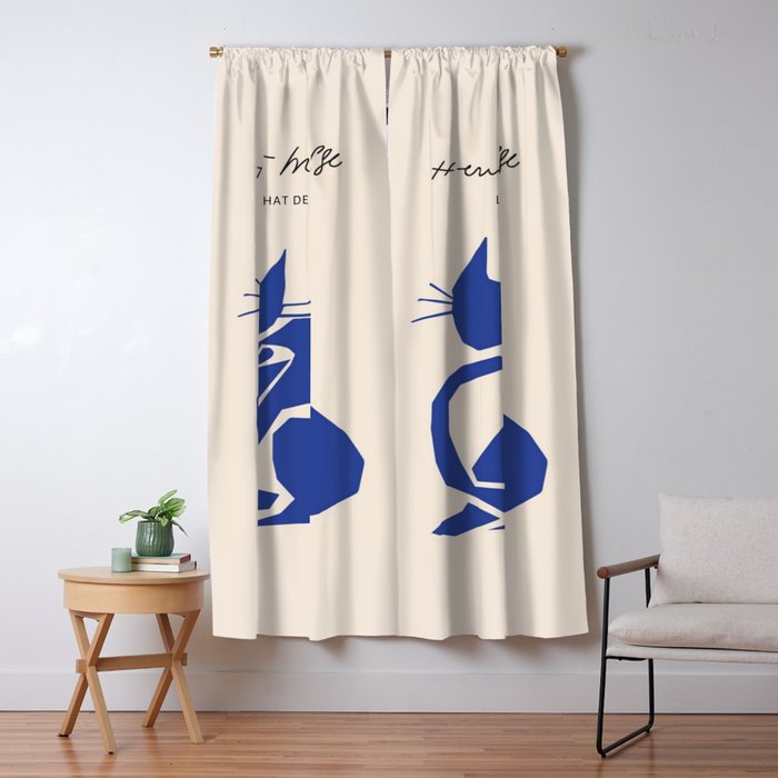 Henri Matisse 'The Night Cat' Blue Feline Abstract Figure Art Window Curtain Gallery Image 1
