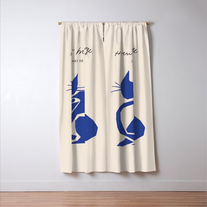 Henri Matisse 'The Night Cat' Blue Feline Abstract Figure Art Window Curtain Gallery Image 3