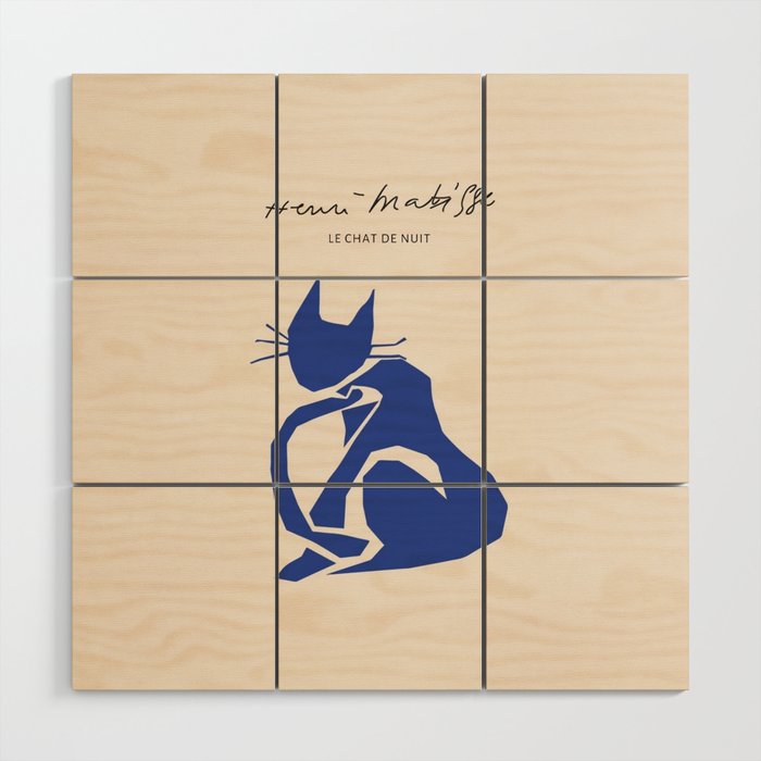 Henri Matisse 'The Night Cat' Blue Feline Abstract Figure Art Wood Wall Art Gallery Image 1