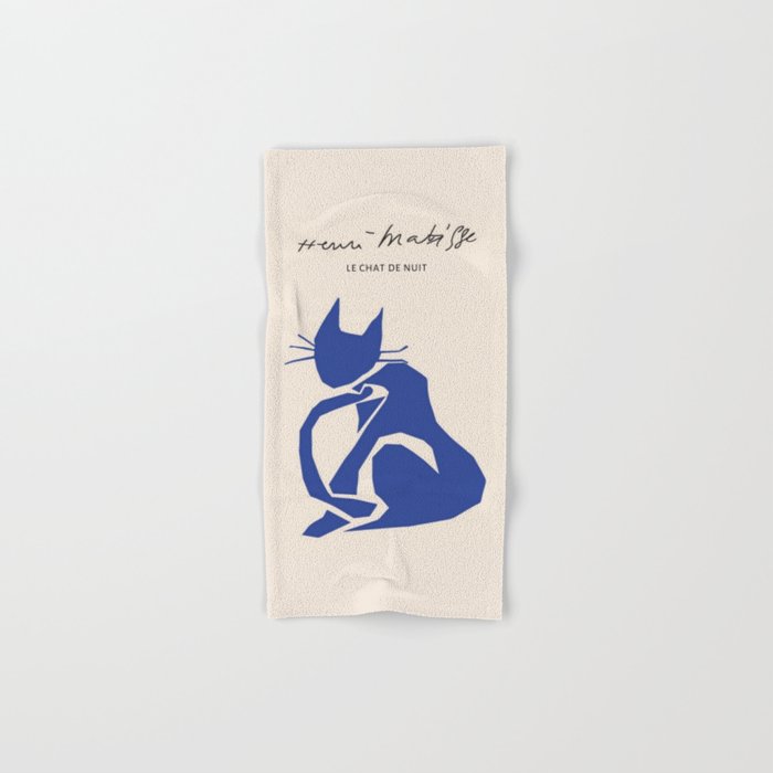 Henri Matisse 'The Night Cat' Blue Feline Abstract Figure Art Bath Towel Gallery Image 1