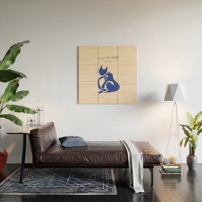 Henri Matisse 'The Night Cat' Blue Feline Abstract Figure Art Wood Wall Art Gallery Image 2