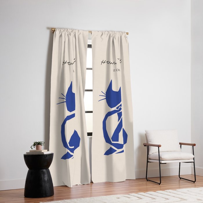 Henri Matisse 'The Night Cat' Blue Feline Abstract Figure Art Window Curtain Gallery Image 2
