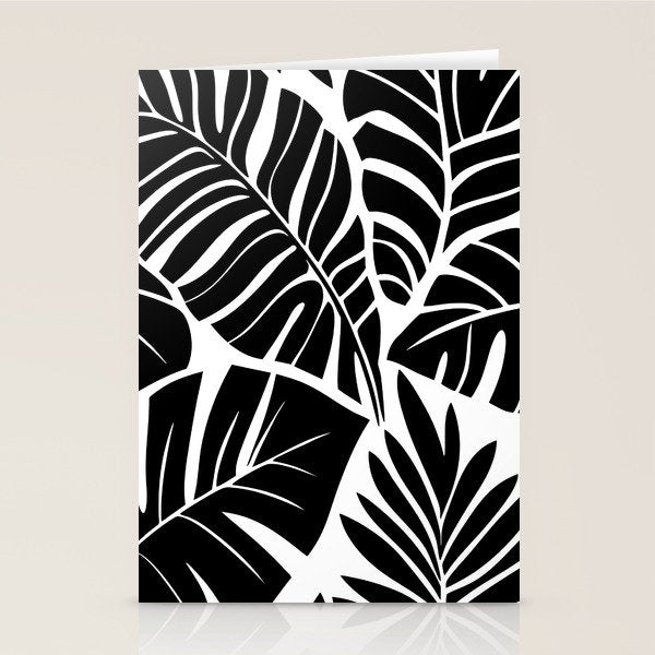 Leafy Calm Charm Black And White Simplicity Stationery Card Gallery Image 1