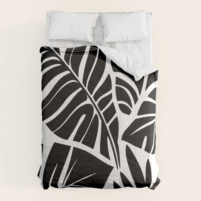 Leafy Calm Charm Black And White Simplicity Comforter Gallery Image 1