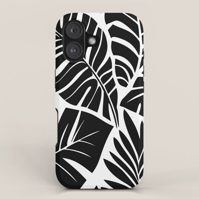 Leafy Calm Charm Black And White Simplicity iPhone Case Gallery Image 1