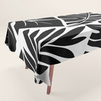 Leafy Calm Charm Black And White Simplicity Tablecloth Gallery Image 1