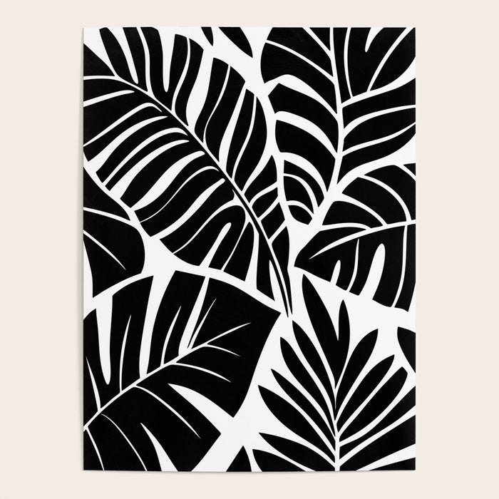 Leafy Calm Charm Black And White Simplicity Poster Gallery Image 4