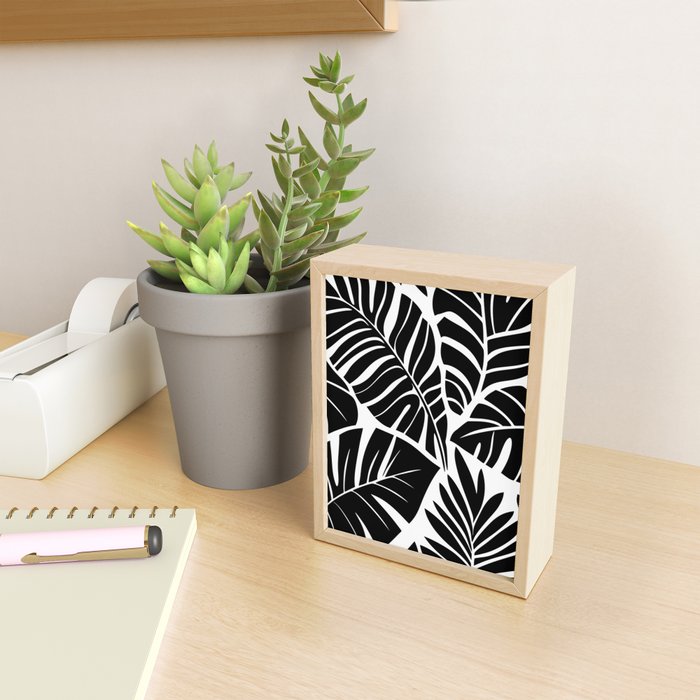 Leafy Calm Charm Black And White Simplicity Mini Art Print Gallery Image 2