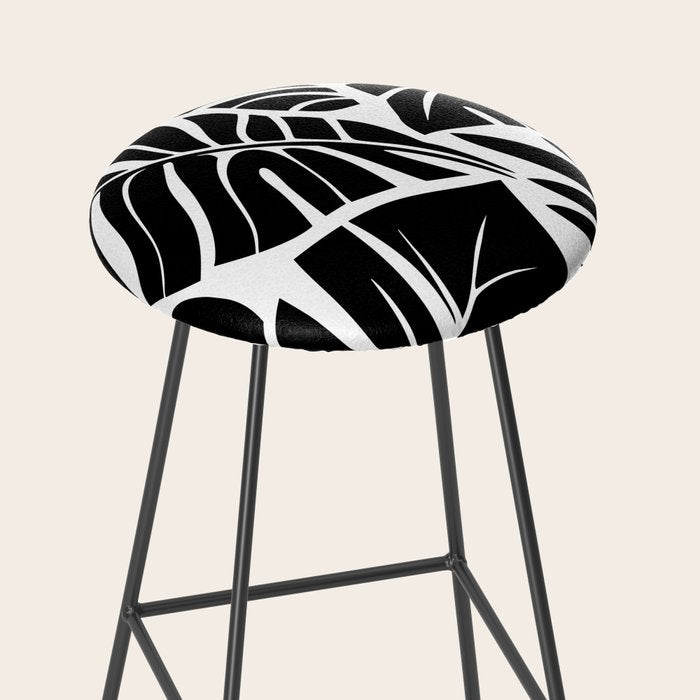 Leafy Calm Charm Black And White Simplicity Stool Gallery Image 2