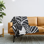 Leafy Calm Charm Black And White Simplicity Throw Blanket Gallery Image 1