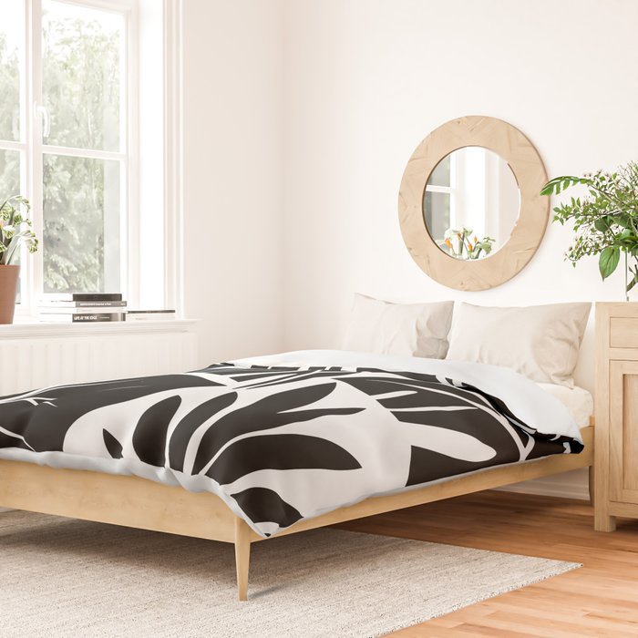 Leafy Calm Charm Black And White Simplicity Duvet Cover Gallery Image 2