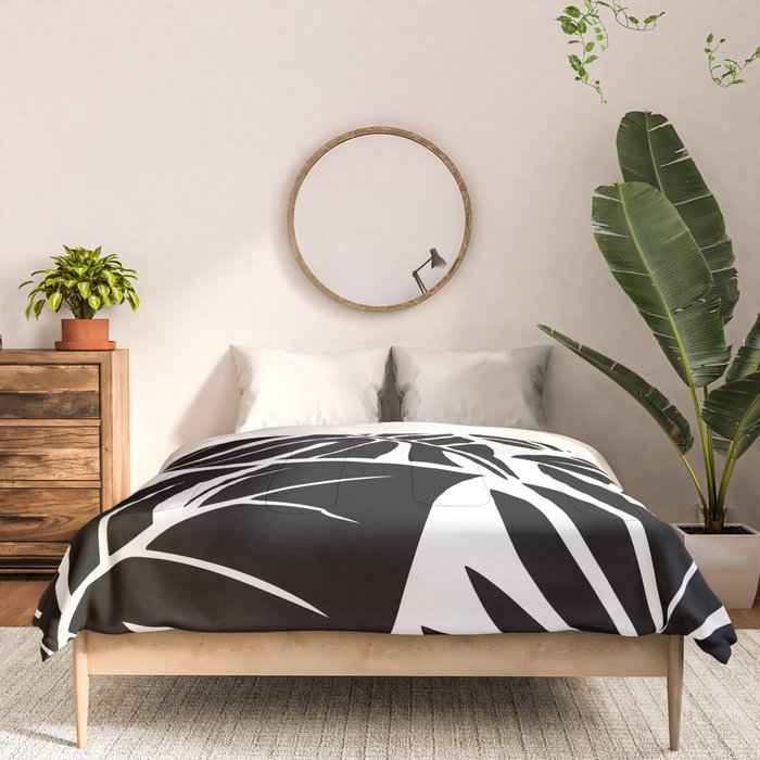 Leafy Calm Charm Black And White Simplicity Comforter Gallery Image 3