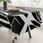 Leafy Calm Charm Black And White Simplicity Tablecloth Gallery Image 3
