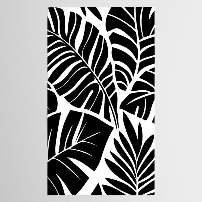 Leafy Calm Charm Black And White Simplicity Tablecloth Gallery Image 2