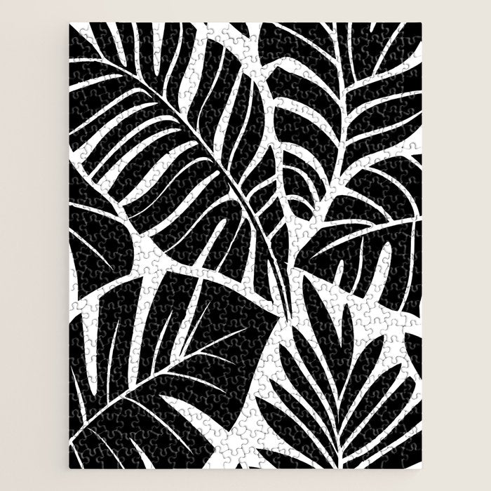 Leafy Calm Charm Black And White Simplicity Jigsaw Puzzle Gallery Image 1